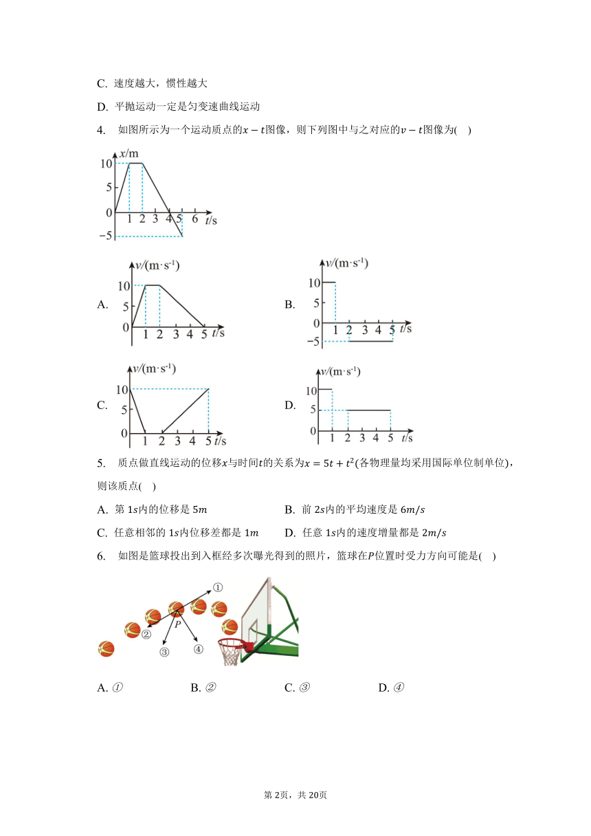 2022-2023学年浙江省江山中学高一（上）期末质量检测物理试卷（含解析）