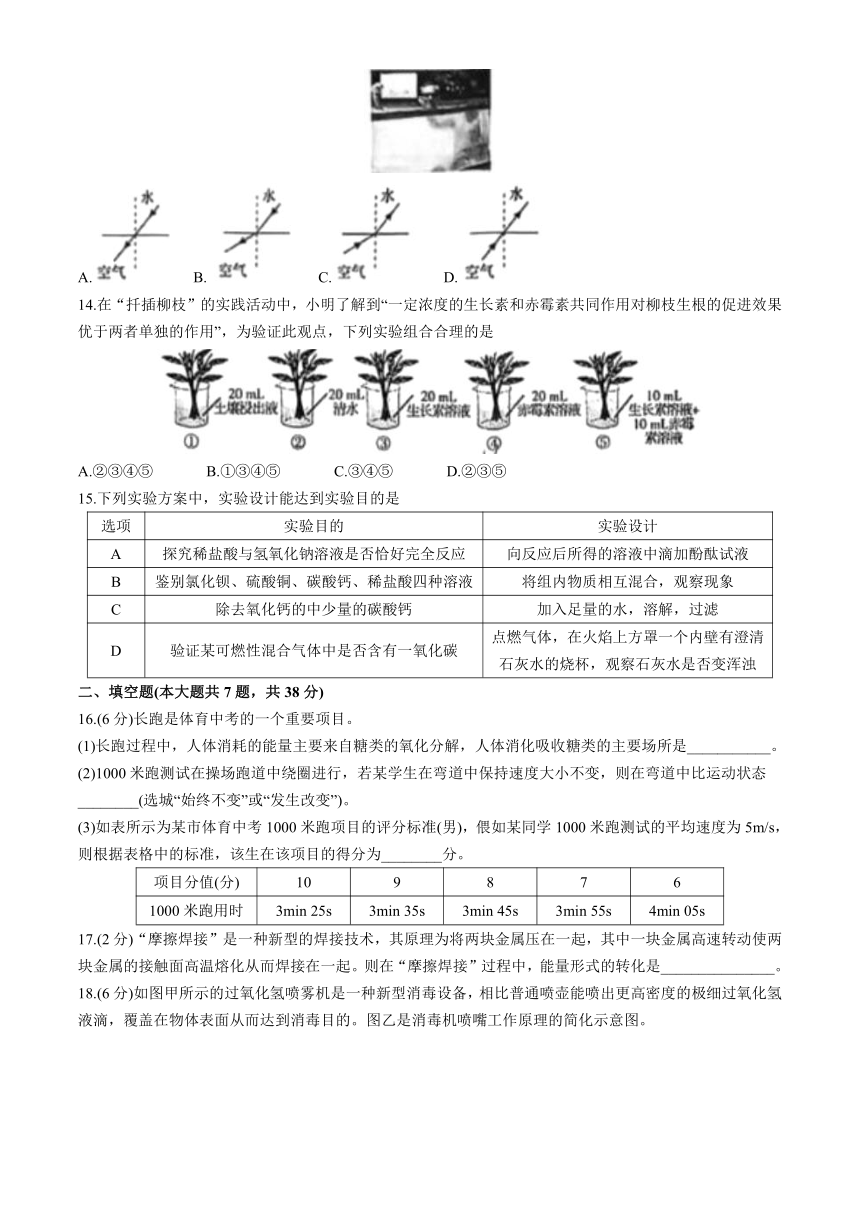 浙江省宁波市2024年初中学业水平考试科学模拟试卷（探花卷）（含答案）