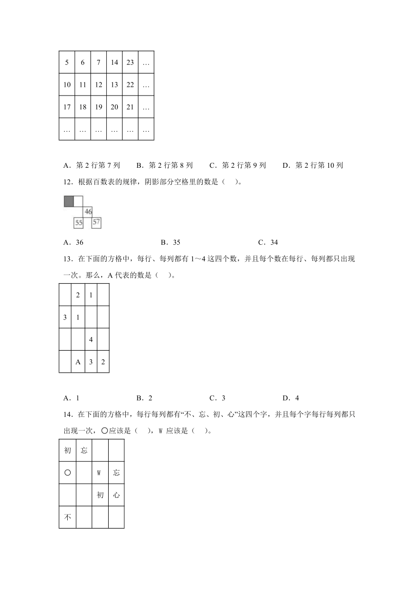 苏教版六年级数学奥数培优讲义---专题12数表中的规律（含解析）