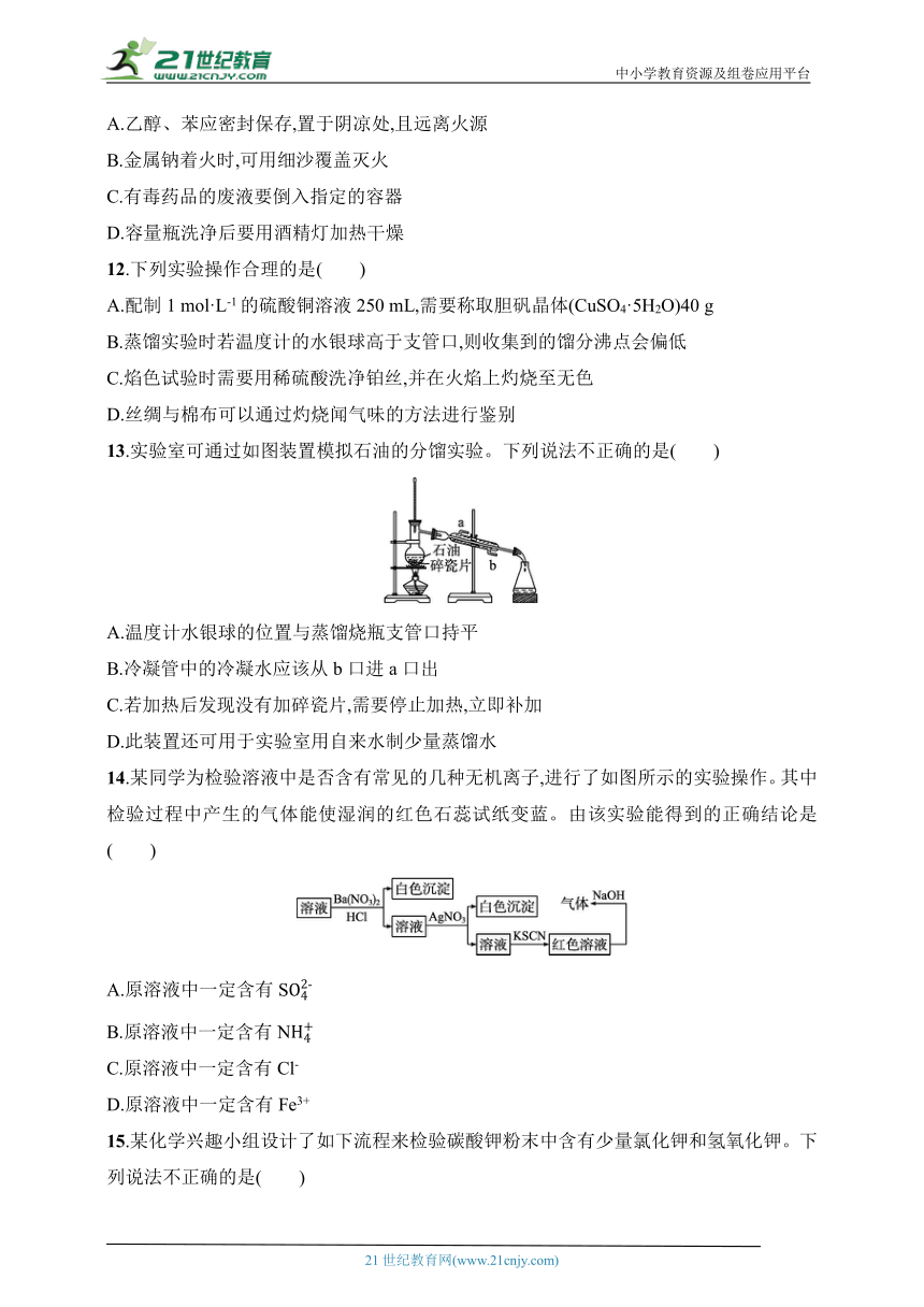 2024化学学业水平考试专题练--优化集训17　化学实验（含解析）