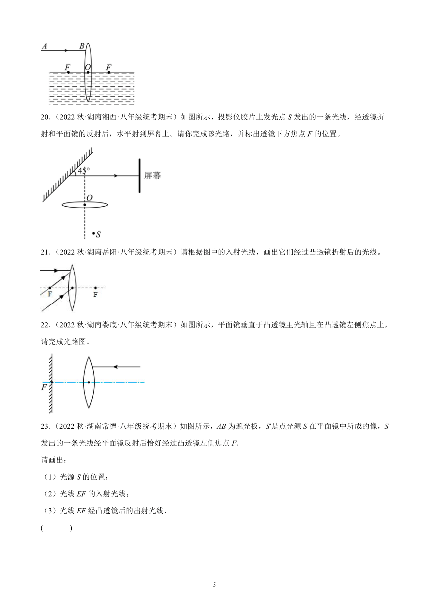 5.1 透镜 同步练习 （含答案）2022－2023学年上学期湖南省各地八年级物理期末试题选编