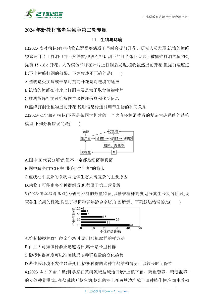 【备考2024】高中生物二轮专题练习  11.生物与环境（含解析）
