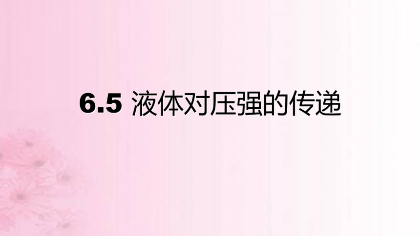6.5 液体对压强的传递 课件(共12张PPT)2023-2024学年沪教版（上海）物理九年级第一学期