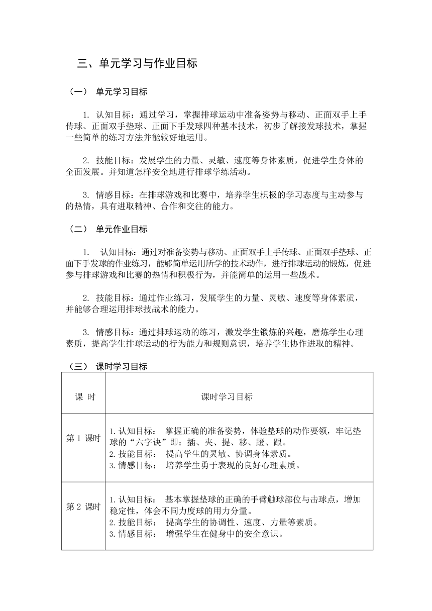 新课标体育与健康作业设计人教 七年级上册《 排球》1