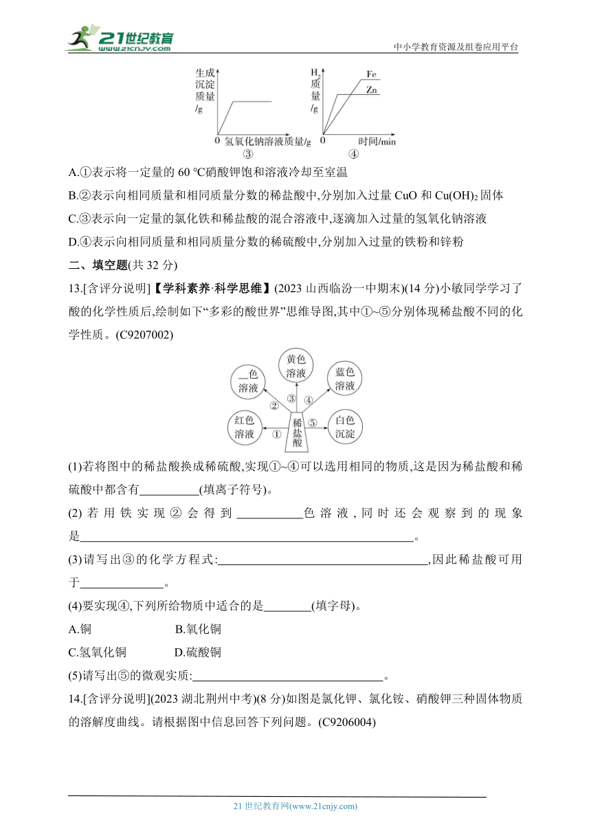 2024沪教版化学九年级下学期课时练--期中素养综合测试