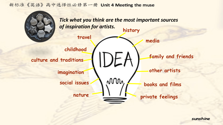 外研版（2019）选择性必修一Unit 4 Meeting the muse Understanding ideas What inspires you课件（共25张PPT)