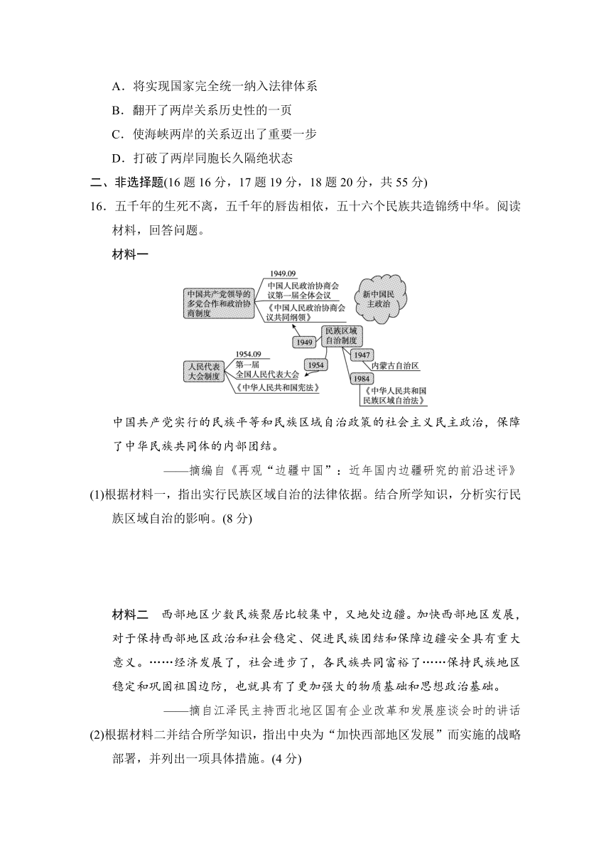 部编版历史八年级下册第四单元学情评估（含答案）