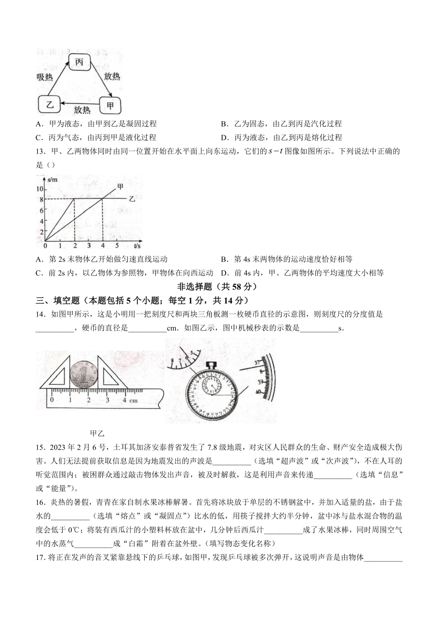 山东省聊城市冠县2023-2024学年八年级上学期11月期中物理试题（含答案）