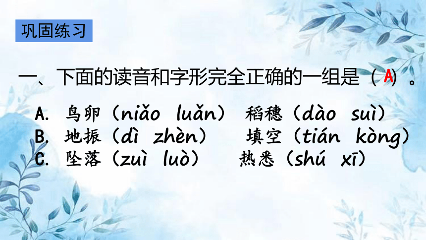 部编版语文四年级上册第一单元复习课件