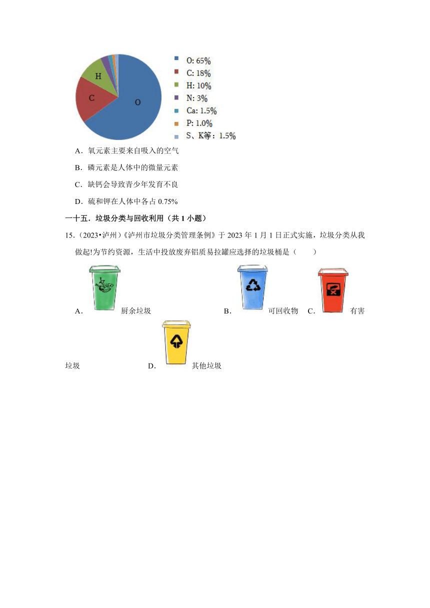 四川省各市2023年中考化学真题分类分层汇编-13选择题（基础提升）(含解析)