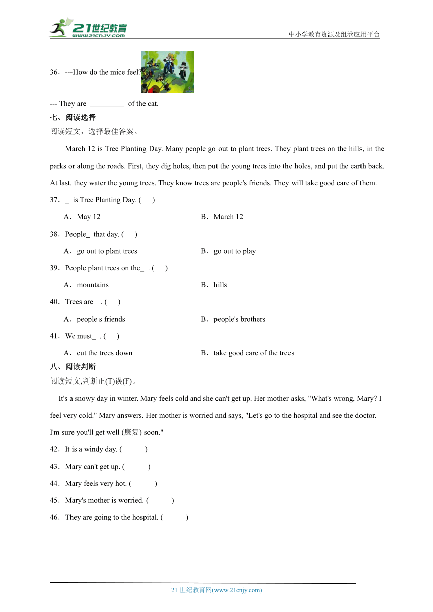 Unit4-6阶段调研卷-英语六年级上册人教PEP版（含答案）