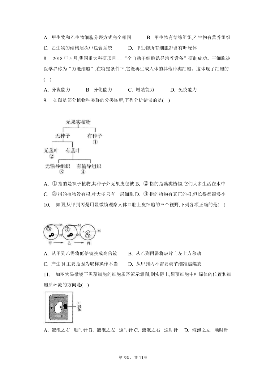 第2章 观察生物 章节练习（含解析）