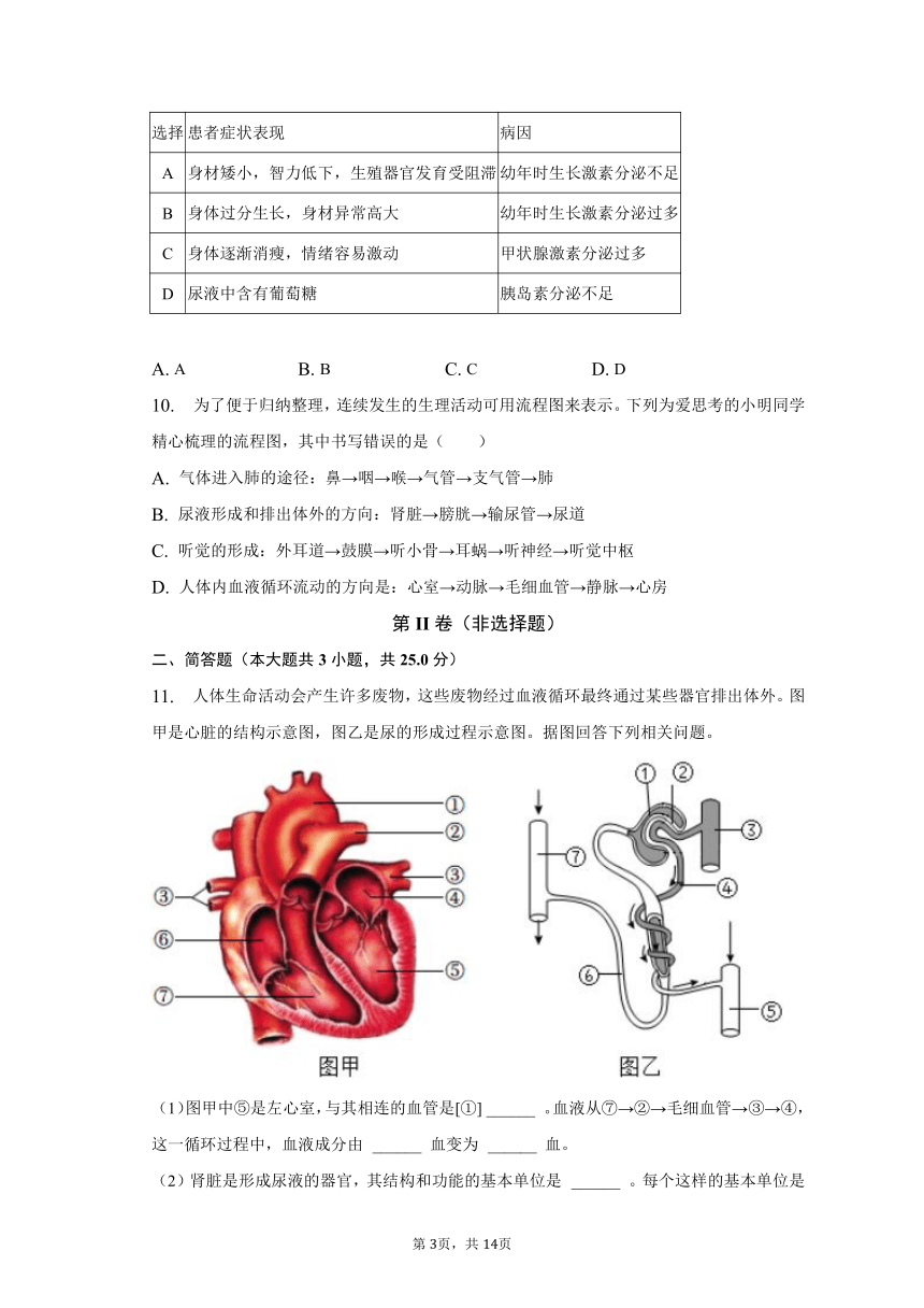 2022-2023学年湖北省孝感市汉川市七年级（下）期末生物试卷（含解析）