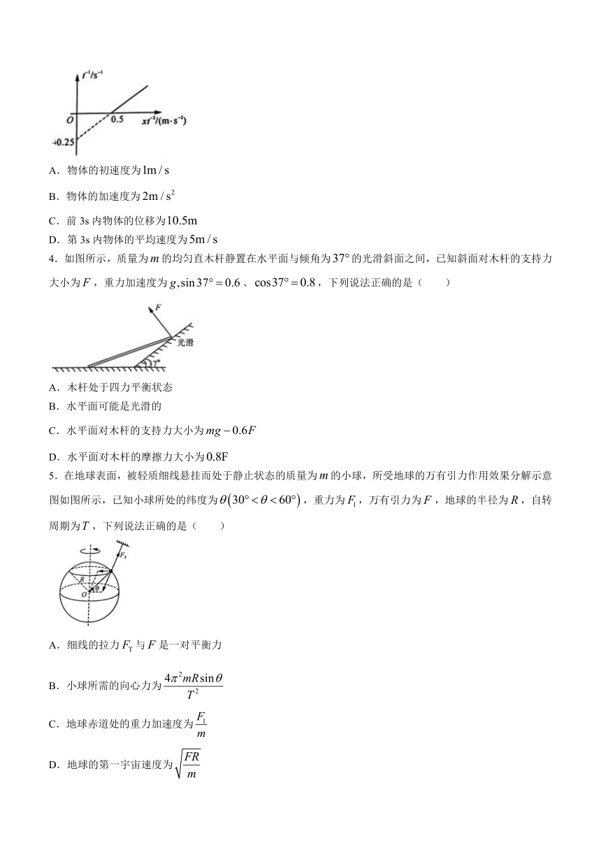 2024届河北省保定市保定部分高中高三下学期一模物理试题（含解析）