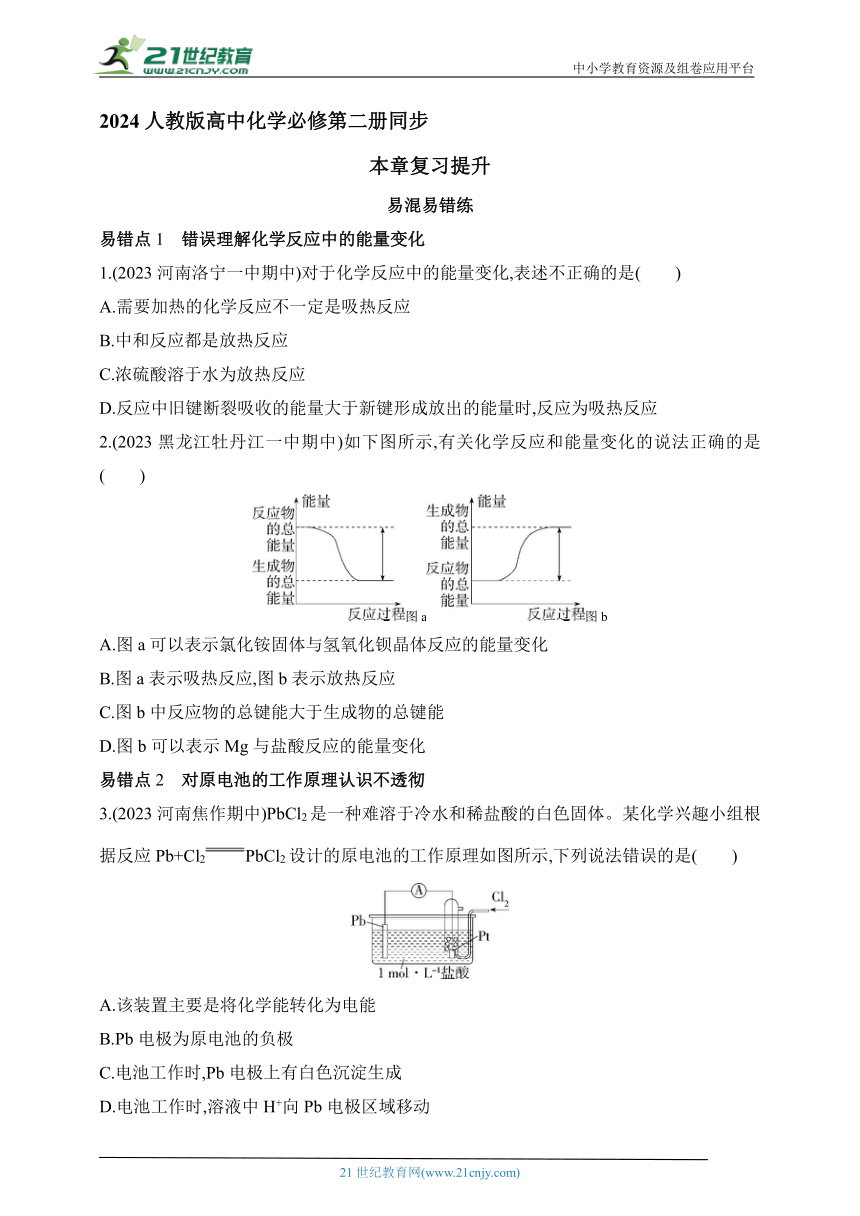 2024人教版高中化学必修第二册同步练习题--第六章　化学反应与能量复习提升（含解析）