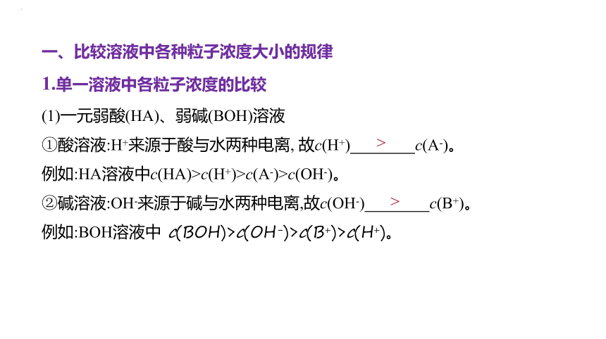 2024届高三化学一轮复习课件：粒子浓度的大小比较  课件(共26张PPT)