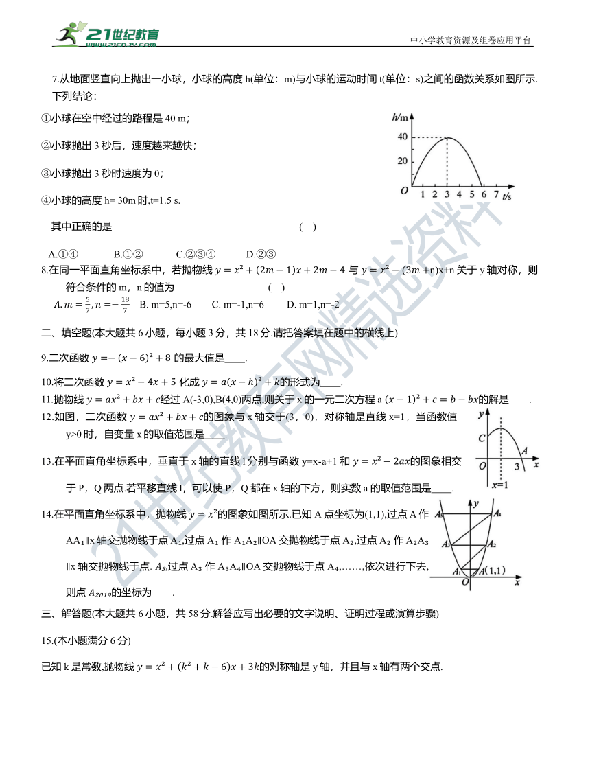 第二十二章  二次函数综合测试卷（含答案）