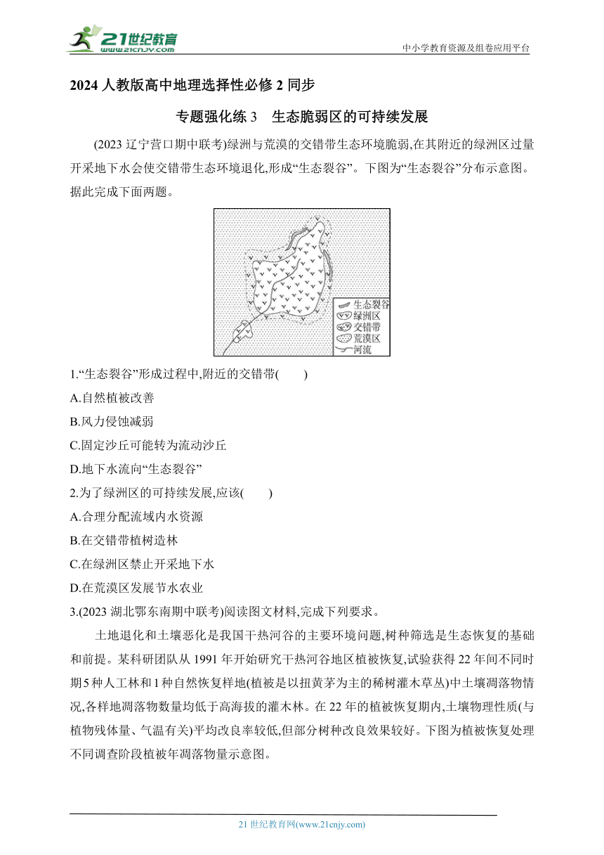 2024人教版高中地理选择性必修2同步练习题--专题强化练3　生态脆弱区的可持续发展（含解析）