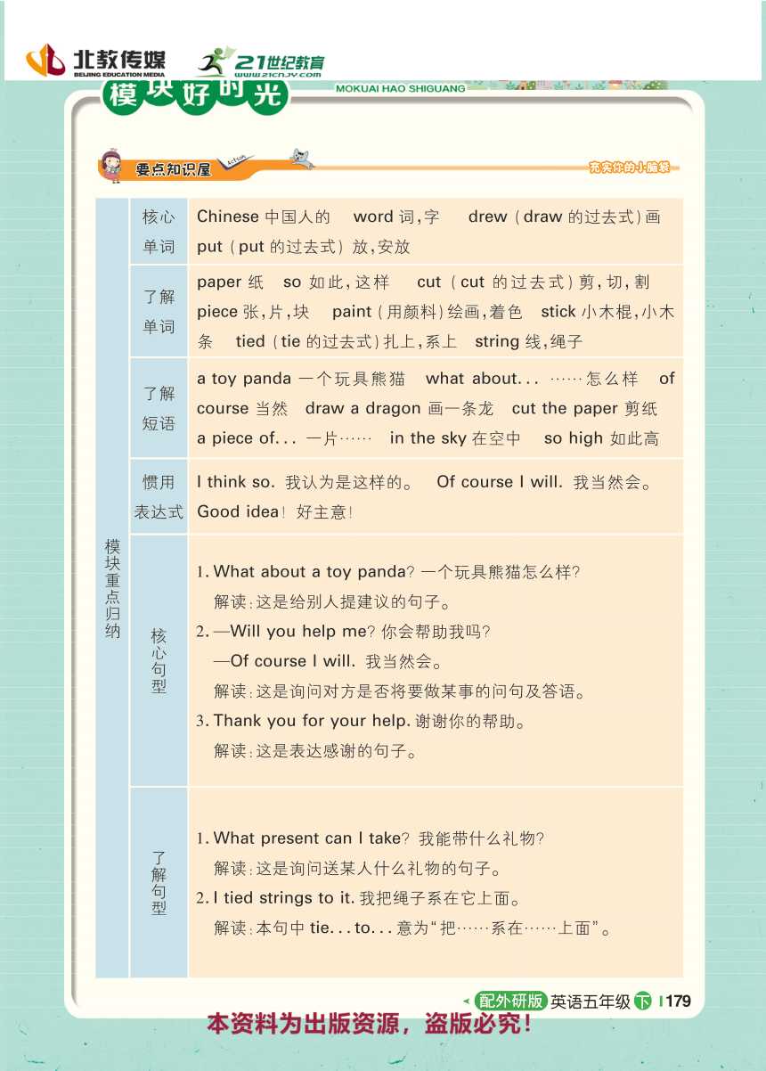 【1+1轻巧夺冠】Module8 模块总复习 同步学案-外研版(三起)英语五年级下册（pdf版）