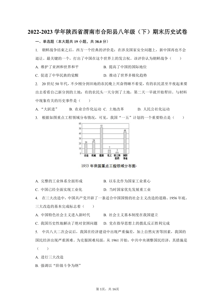 2022-2023学年陕西省渭南市合阳县八年级（下）期末历史试卷（含解析）