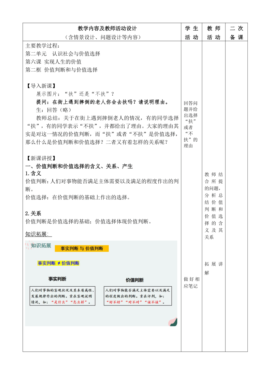 【核心素养目标】6.2价值判断与价值选择教学设计-2023-2024学年高中政治统编版必修四哲学与文化