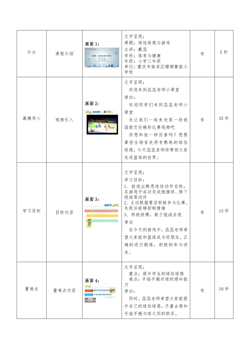 人教版三年级体育上册  小篮球：球性球感与游戏 教案（表格式）