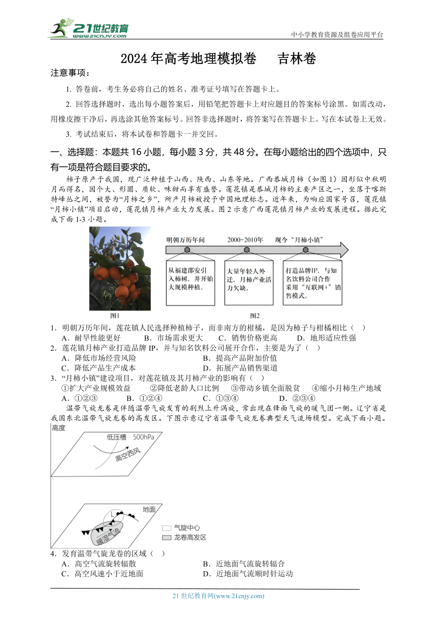 2024年吉林省高考地理模拟试题2（含解析）