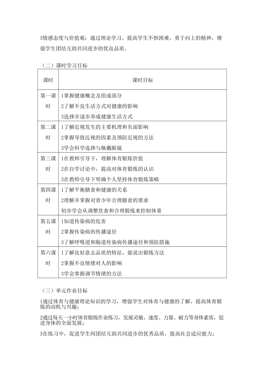 新课标体育与健康作业设计七年级上册《 体育与健康理论知识》