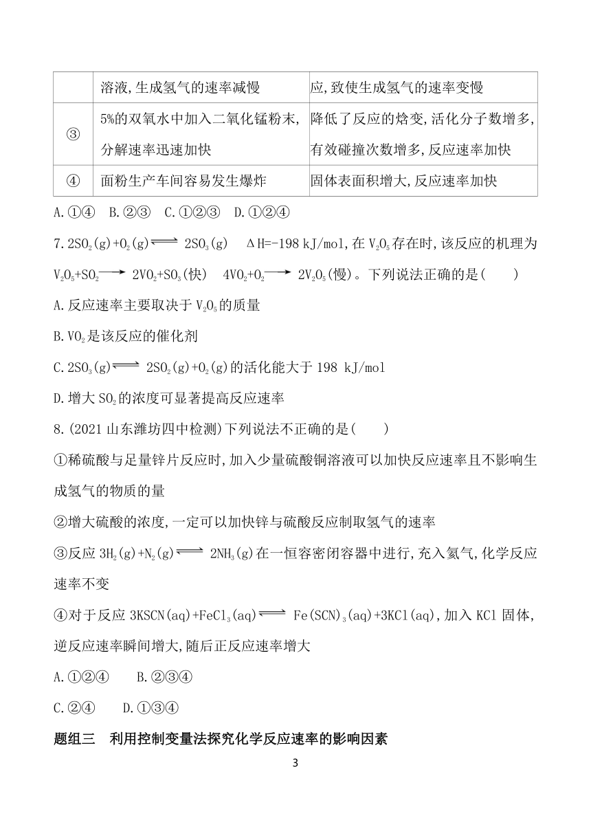 2024鲁科版新教材高中化学选择性必修1同步练习--第2课时　影响化学反应速率的因素（含解析）