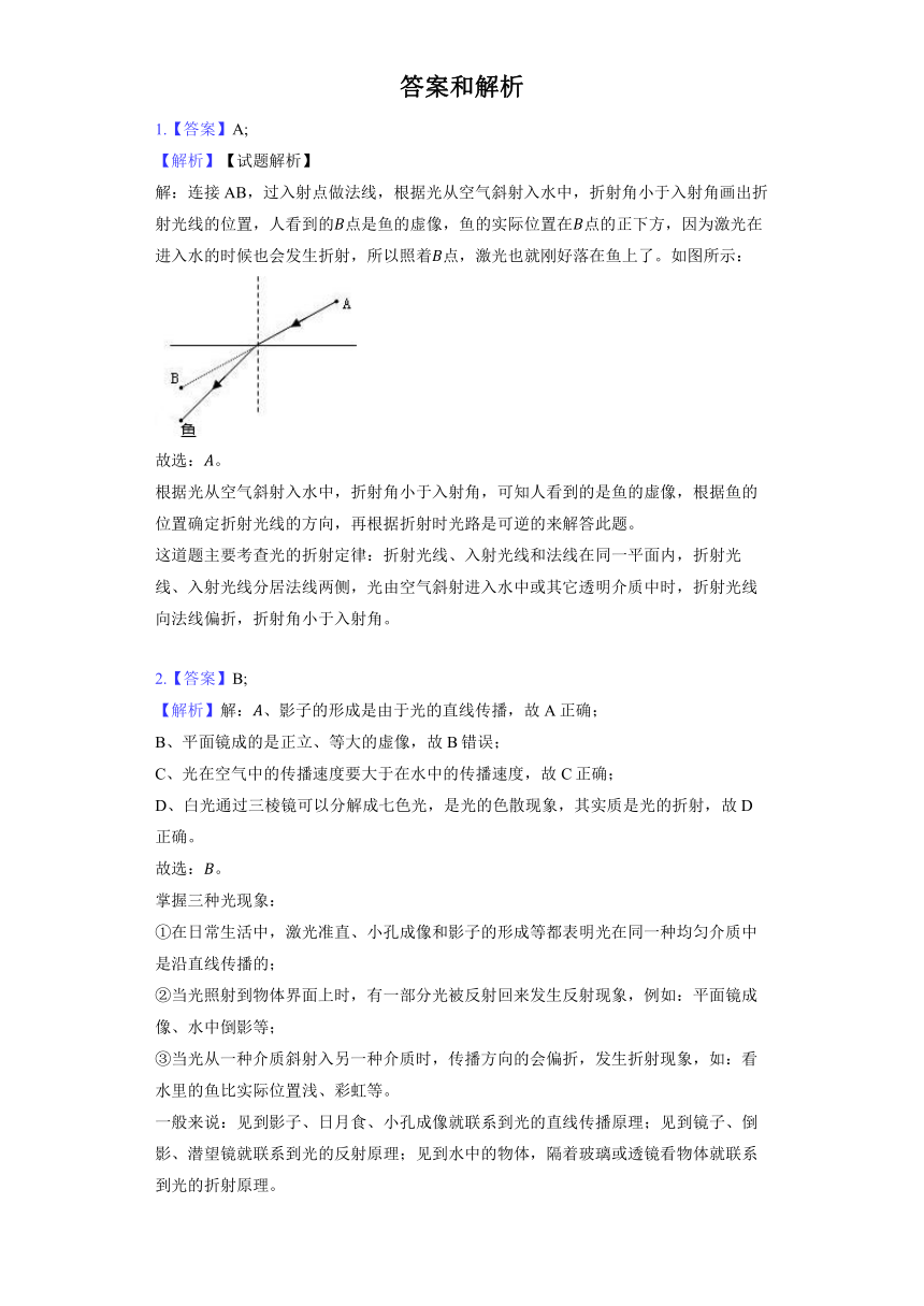 北京课改版八年级全册《8.2 学生实验：探究光的反射规律》同步练习（含解析）