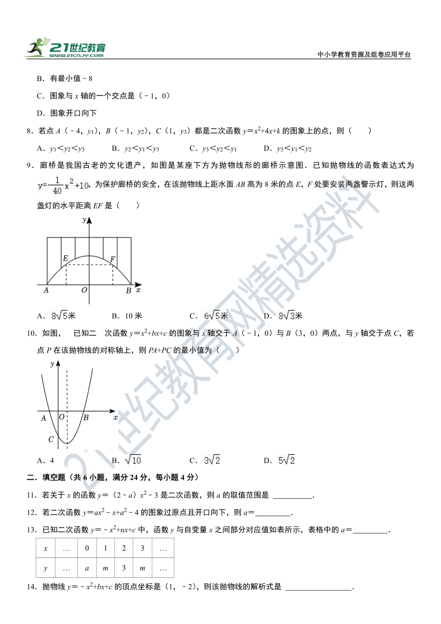 第22章《二次函数》单元检测卷（含解析）