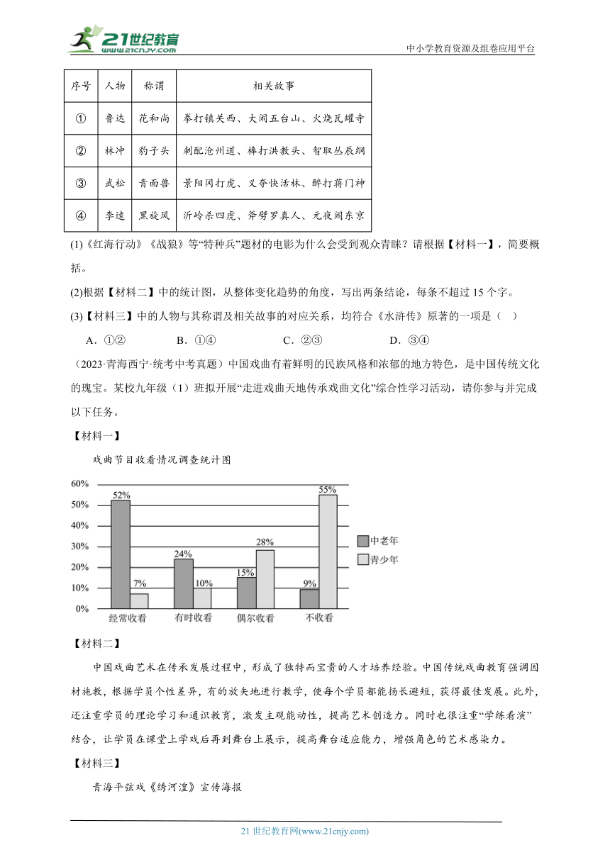 2021-2023年中考语文三年真题分类汇编（全国版）14综合性学习 试卷（含答案解析）