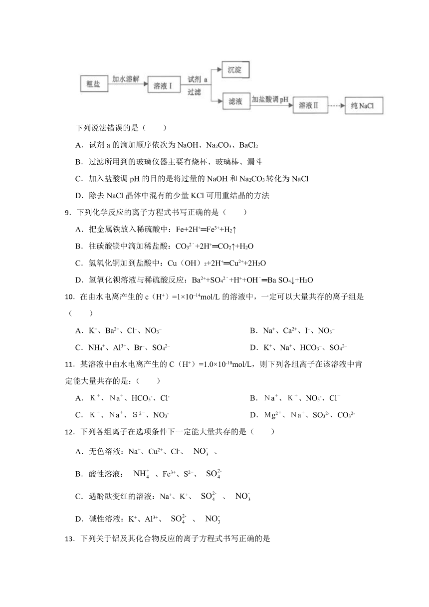 2.2 电解质的电离 离子反应 同步练习（含解析） 2023-2024学年高一上学期化学鲁科版（2019）必修第一册