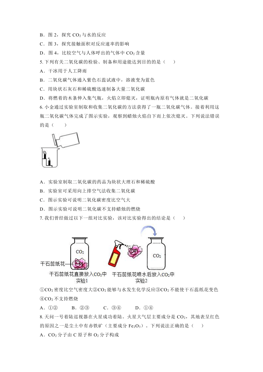 化学鲁教版九上同步习题：第六单元到实验室去：二氧化碳的实验室制取与性质（含答案）