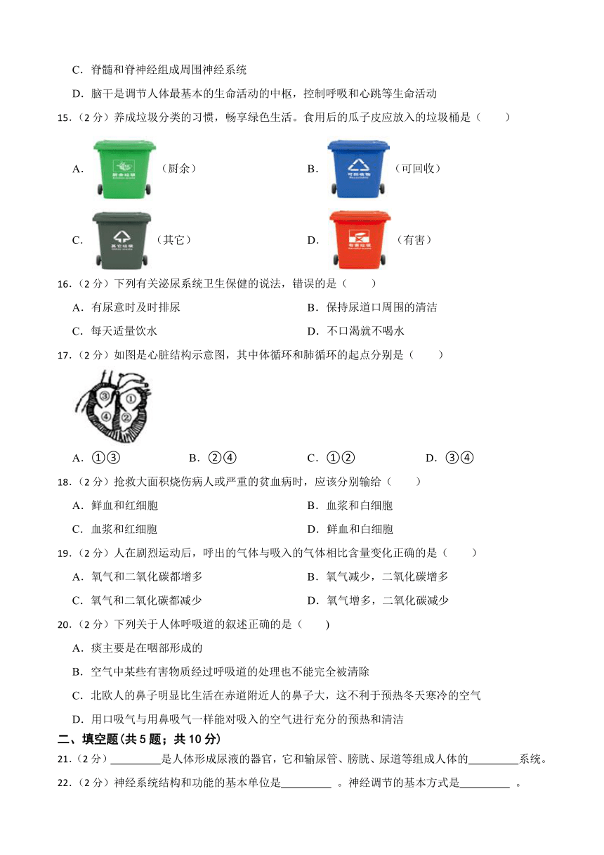 甘肃省武威十六中学教研联片考试2023-2024学年九年级上学期期末生物试题