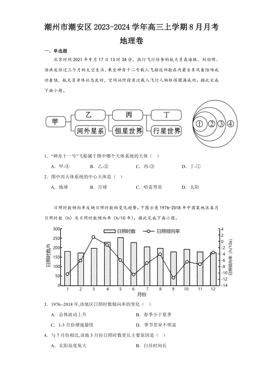 广东省潮州市潮安区2023-2024学年高三上学期8月月考地理试卷（ 含答案解析）