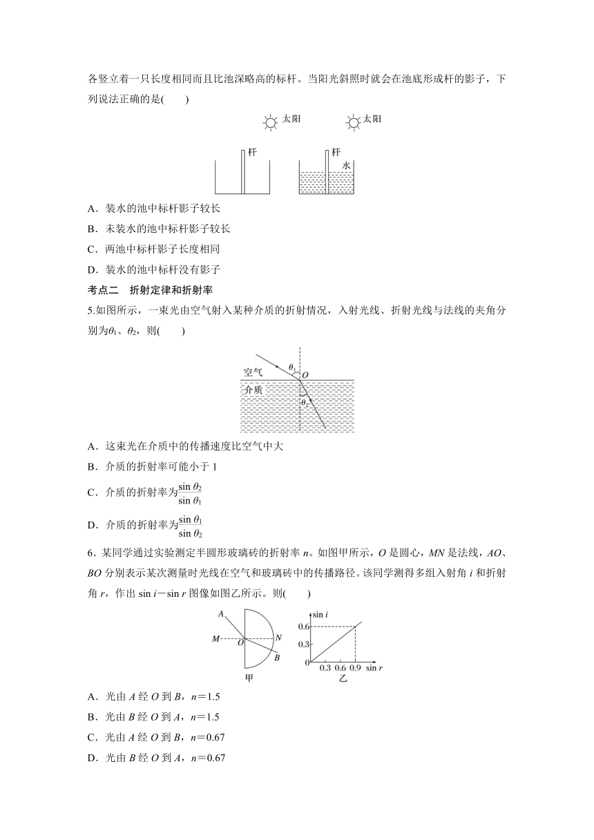 4.1光的折射  同步练（含答案） 高中物理人教版（2019）选择性 必修 第一册