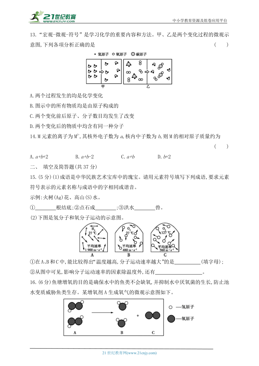 2024人教版九年级化学上学期单元测试卷--第三单元物质构成的奥秘测试卷(含答案）