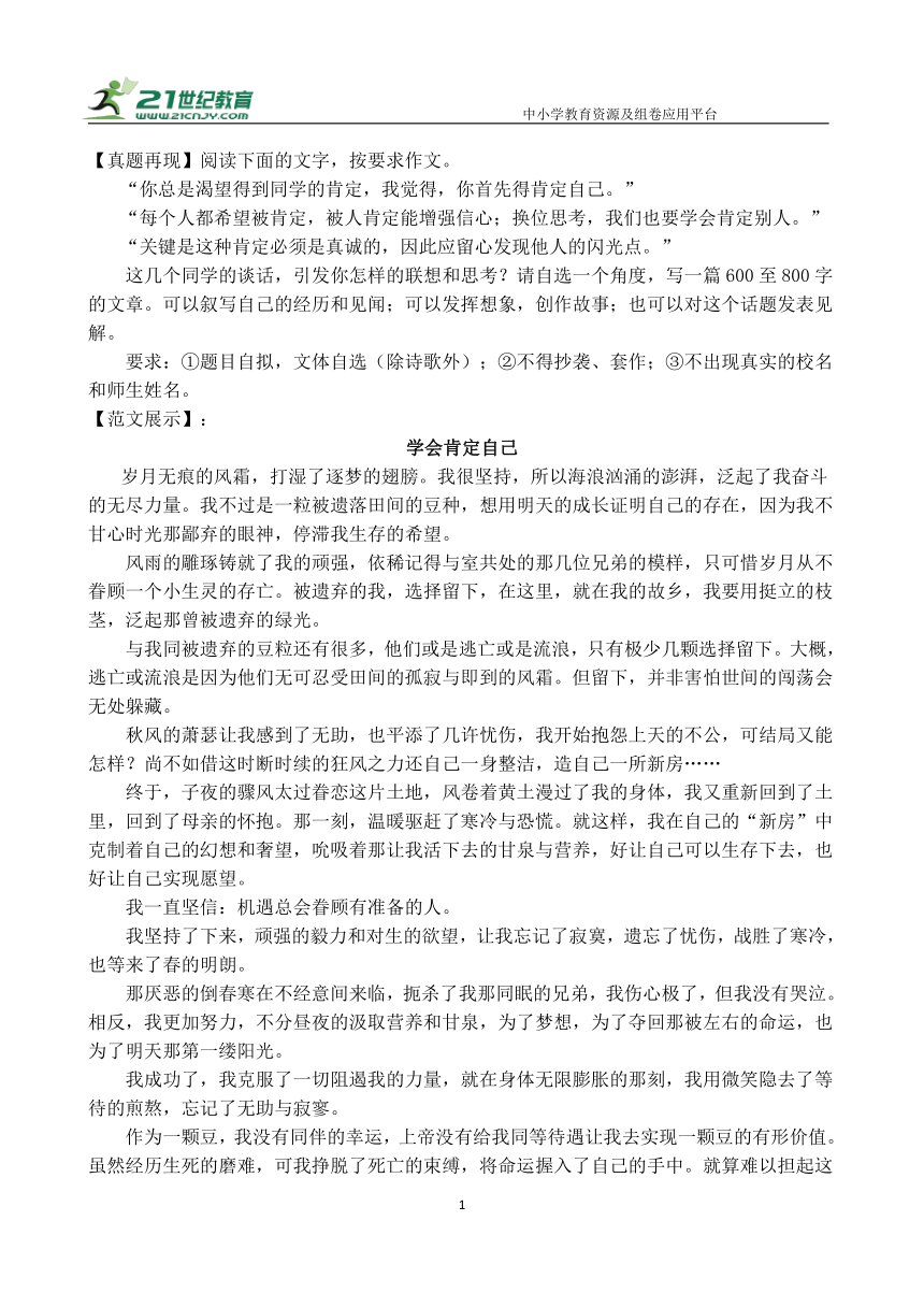 【中考作文技巧】5、材料作文《肯定》《快乐》 素材