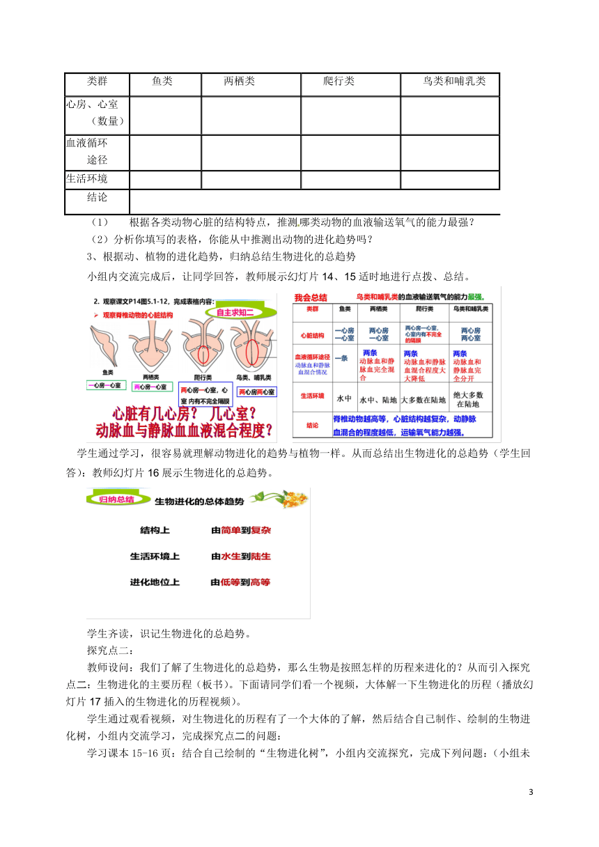 5.1.3生物进化的历程教案（无答案）济南版八年级下册