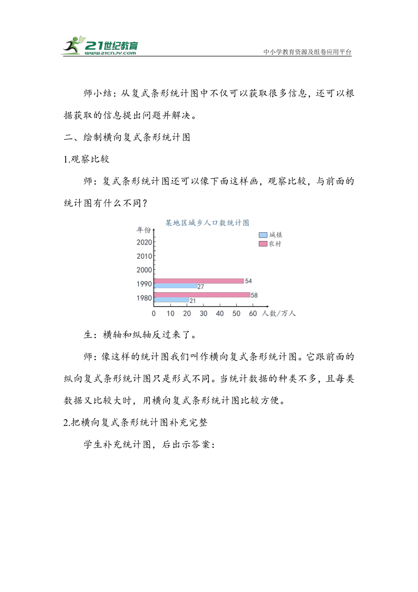 《复式条形统计图》（教案）人教版四年级数学下册