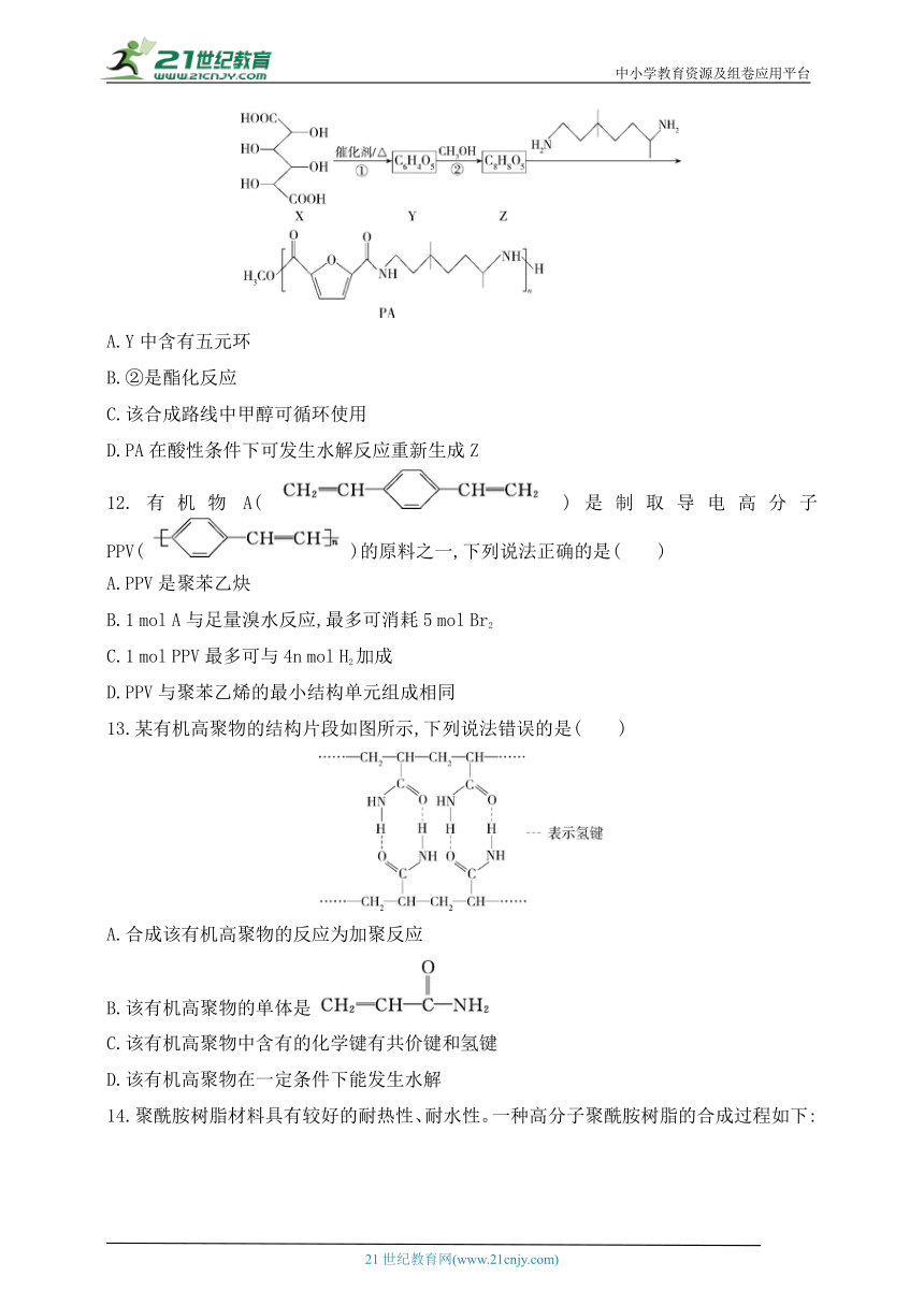 2024人教版高中化学选择性必修3同步练习题--第五章　合成高分子（含解析）