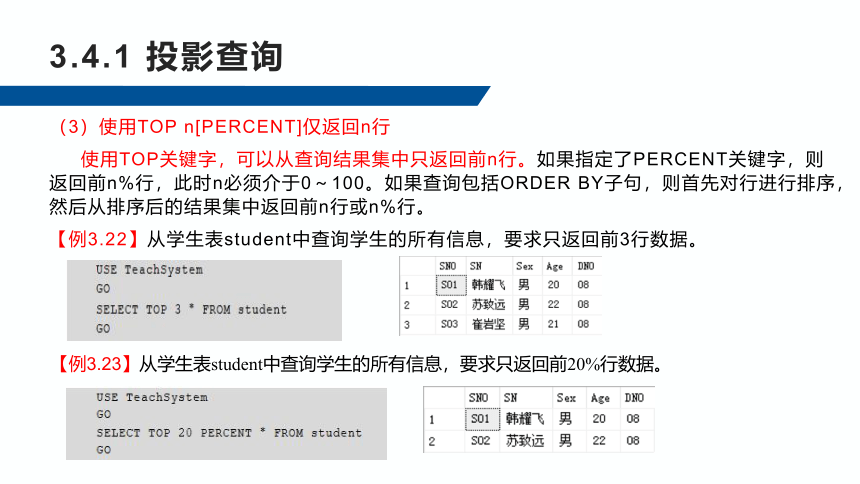 3.4数据查询 课件(共42张PPT)-《数据库应用技术-SQL Server》同步教学（人民邮电版）