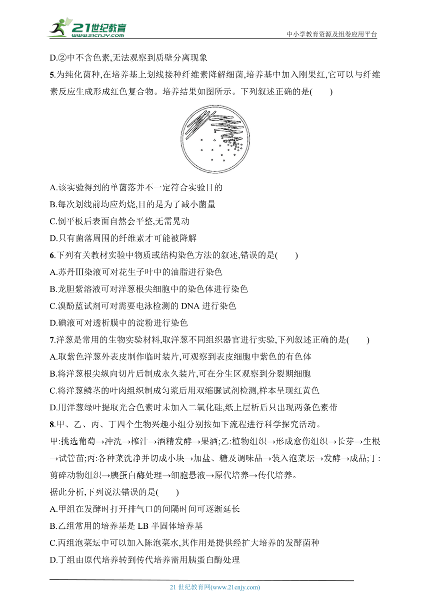 2025浙科版新教材生物学高考第一轮基础练--单元检测10　实验专题（含解析）