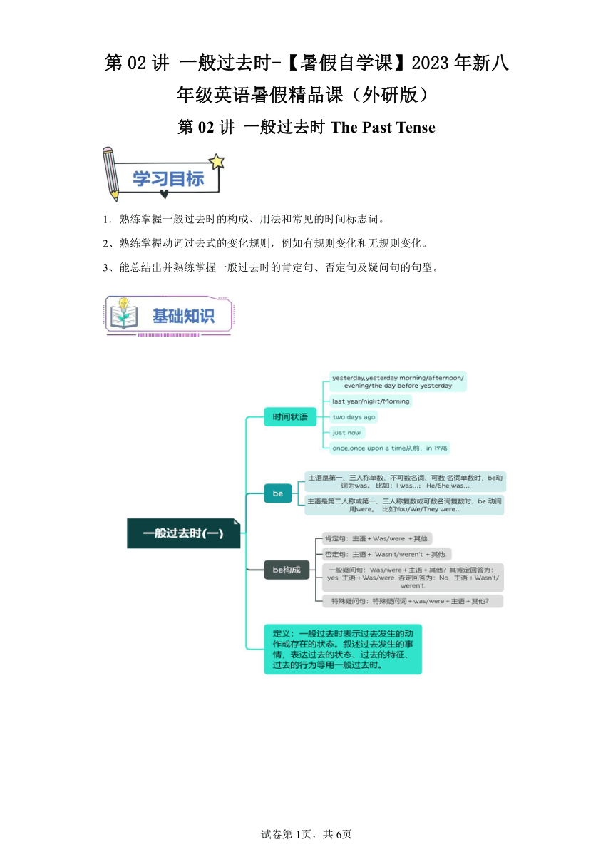 第02讲一般过去时暑假练习（含解析）外研版八年级英语