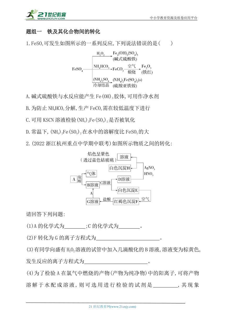 2024人教版新教材高中化学必修第一册同步练习--第2课时　铁盐、亚铁盐（含解析）