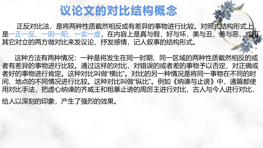 2024届高考语文复习：议论文常见的对比（对照）式结构 课件(共36张PPT)