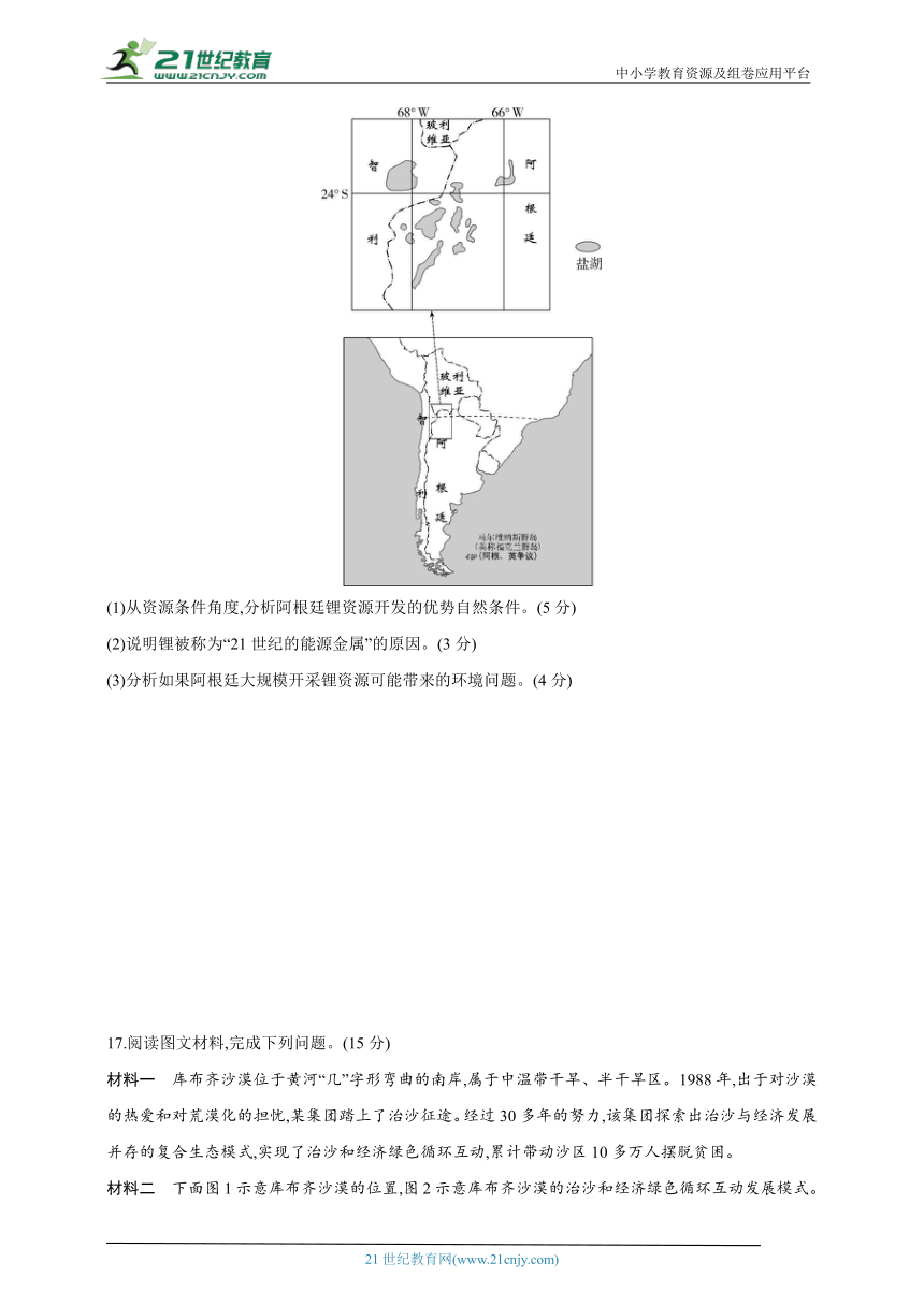 2024人教版高中地理选择性必修2同步练习题--第二章　资源、环境与区域发展（含解析）