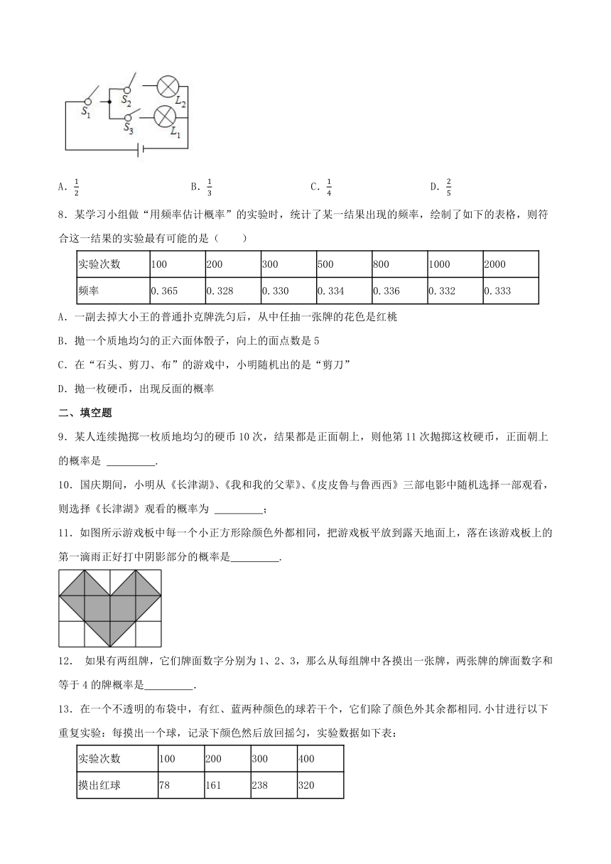 第二十五章 概率初步 单元练习（含答案） 2023—2024学年人教版数学九年级上册