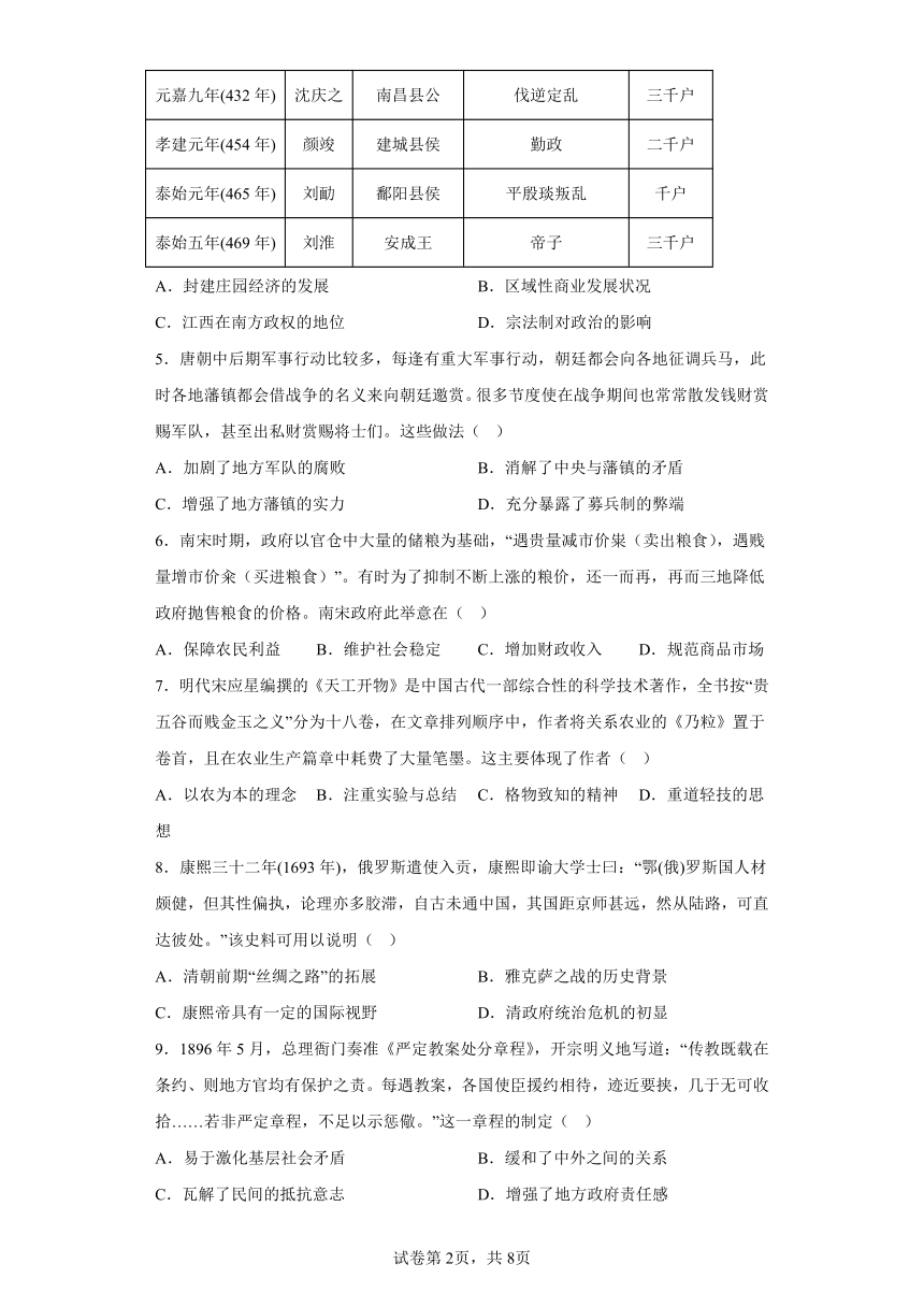 山西省忻州市名校2023-2024学年高三上学期12月联合质量检测历史试卷（含解析）